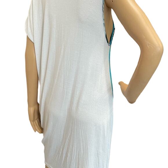 KRIZIA turquoise tiger print short asymmetrical sleeve women’s small dress - Picture 4 of 7